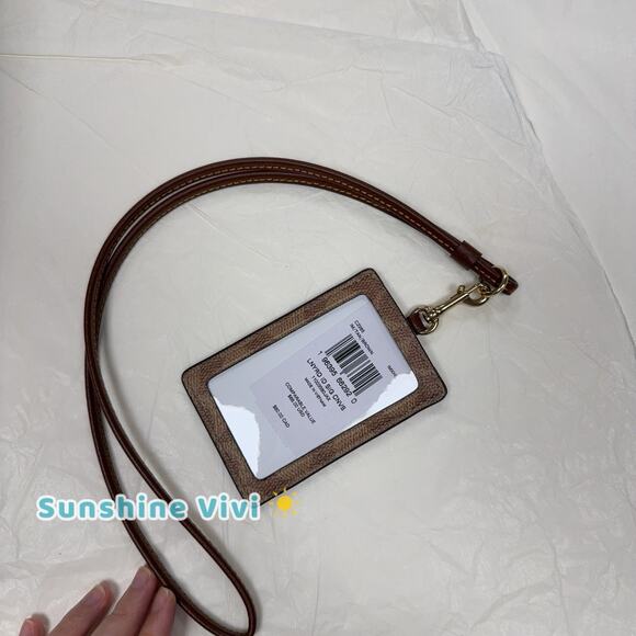 NWT COACH ID Lanyard Signature Canvas Leather Tan/Brown CZ285 - Picture 2 of 8